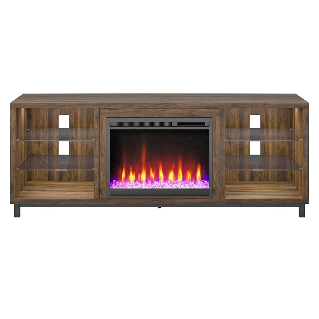 Ameriwood Home Lumina Deluxe Fireplace TV Stand for TVs up to 70" in Black