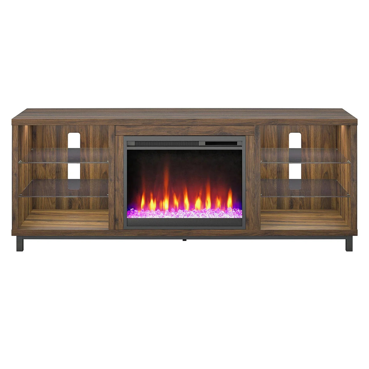 Ameriwood Home Lumina Deluxe Fireplace TV Stand for TVs up to 70" in Black