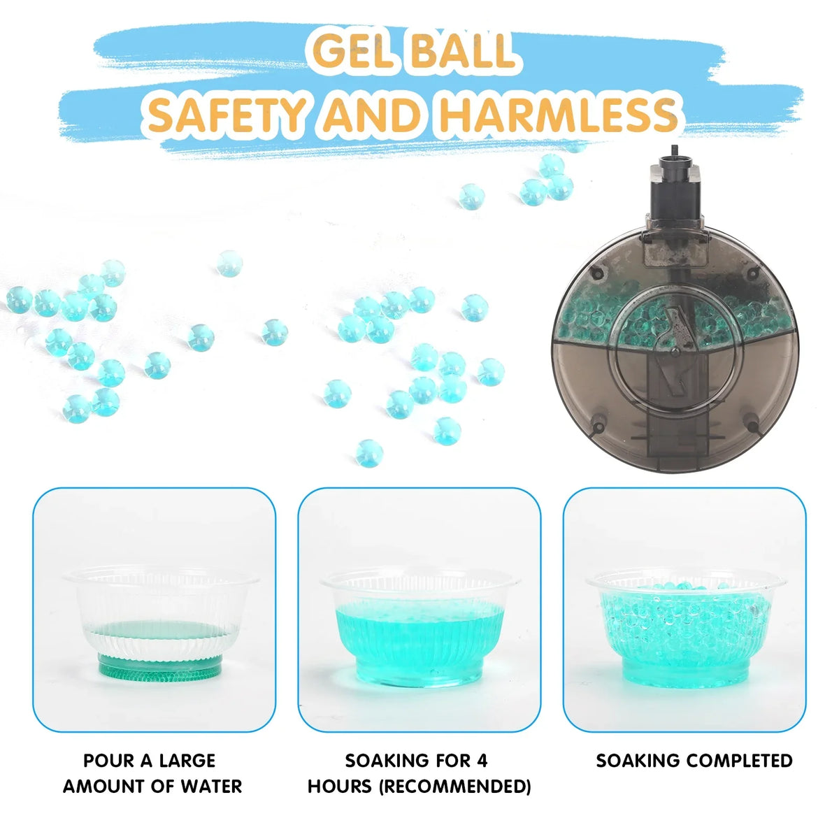 Yimore Toys Gel Ball Blaster Automatic Splatter Balls Gun with 15,000 liquid Beads for Out Door Activity , Backyard Games for Kids&Adult Ages 12+