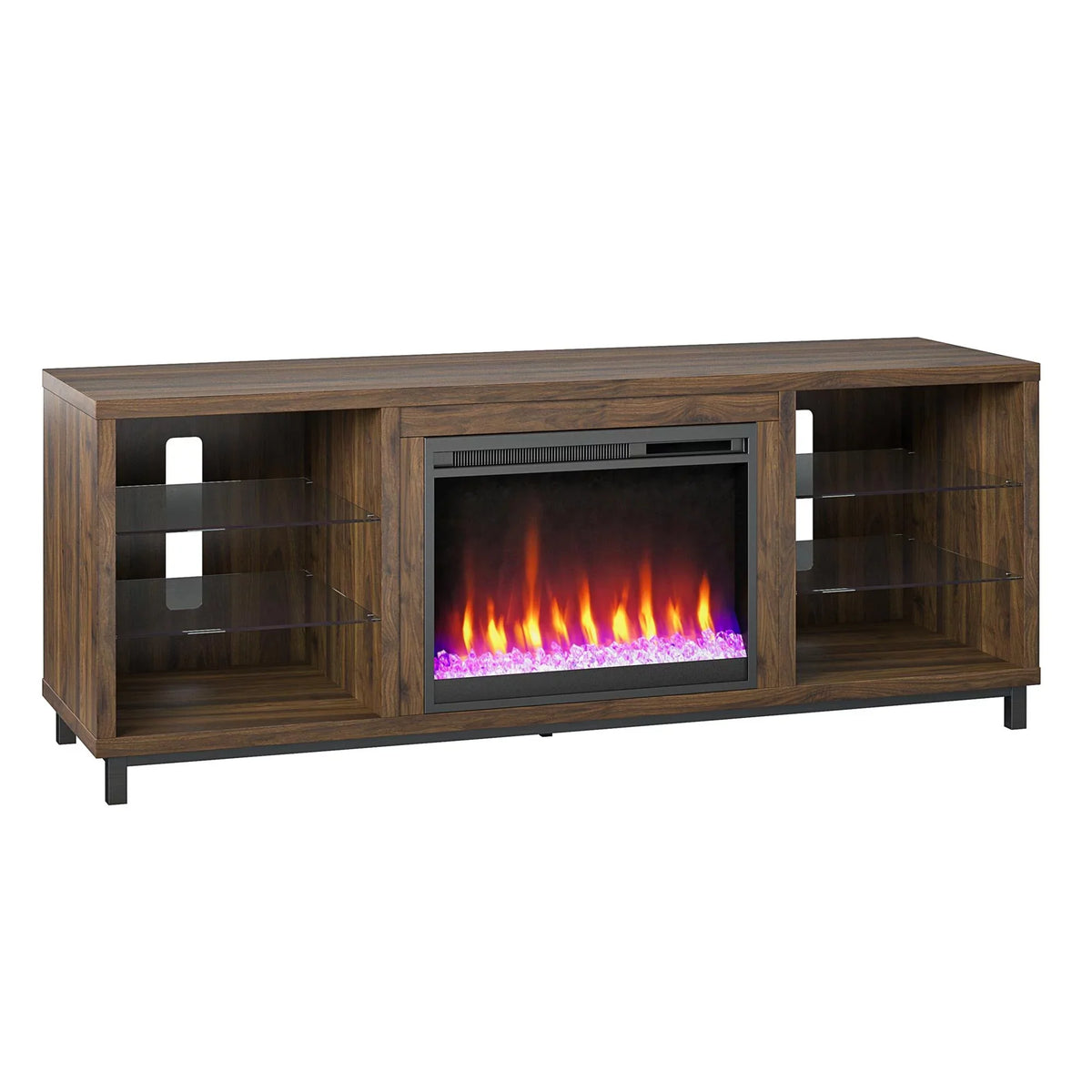 Ameriwood Home Lumina Deluxe Fireplace TV Stand for TVs up to 70" in Black