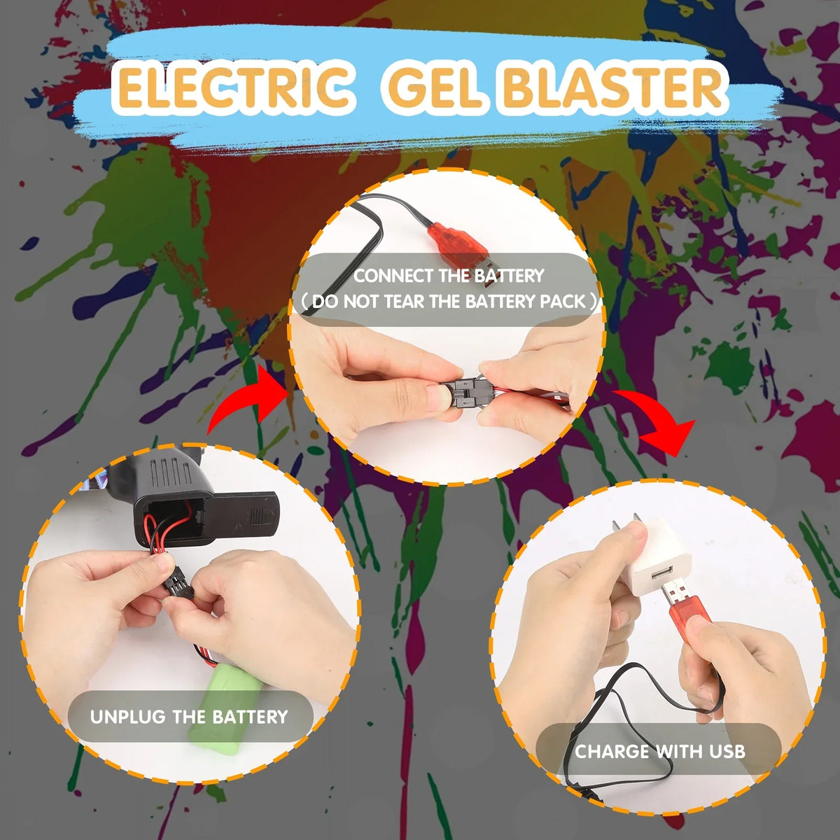 Yimore Toys Gel Ball Blaster Automatic Splatter Balls Gun with 15,000 liquid Beads for Out Door Activity , Backyard Games for Kids&Adult Ages 12+