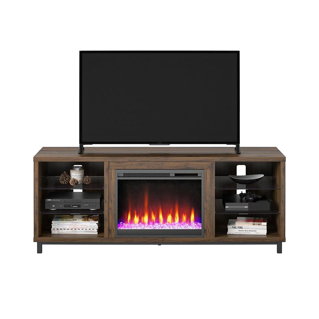 Ameriwood Home Lumina Deluxe Fireplace TV Stand for TVs up to 70" in Black
