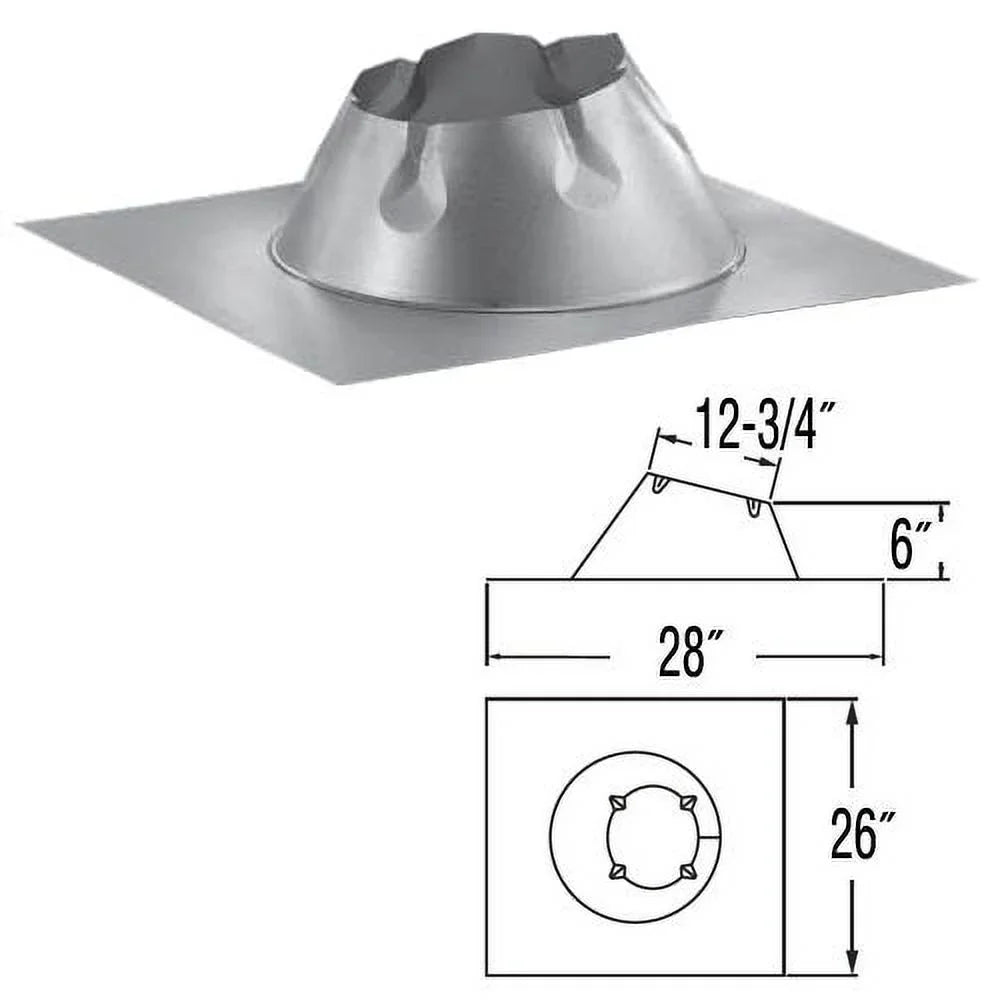 M & G Duravent 8DP-F6 8 Inch  Dura-Vent Dura/plus Flashing 0/12-6/12  Galvalume  Storm Collar Not Included