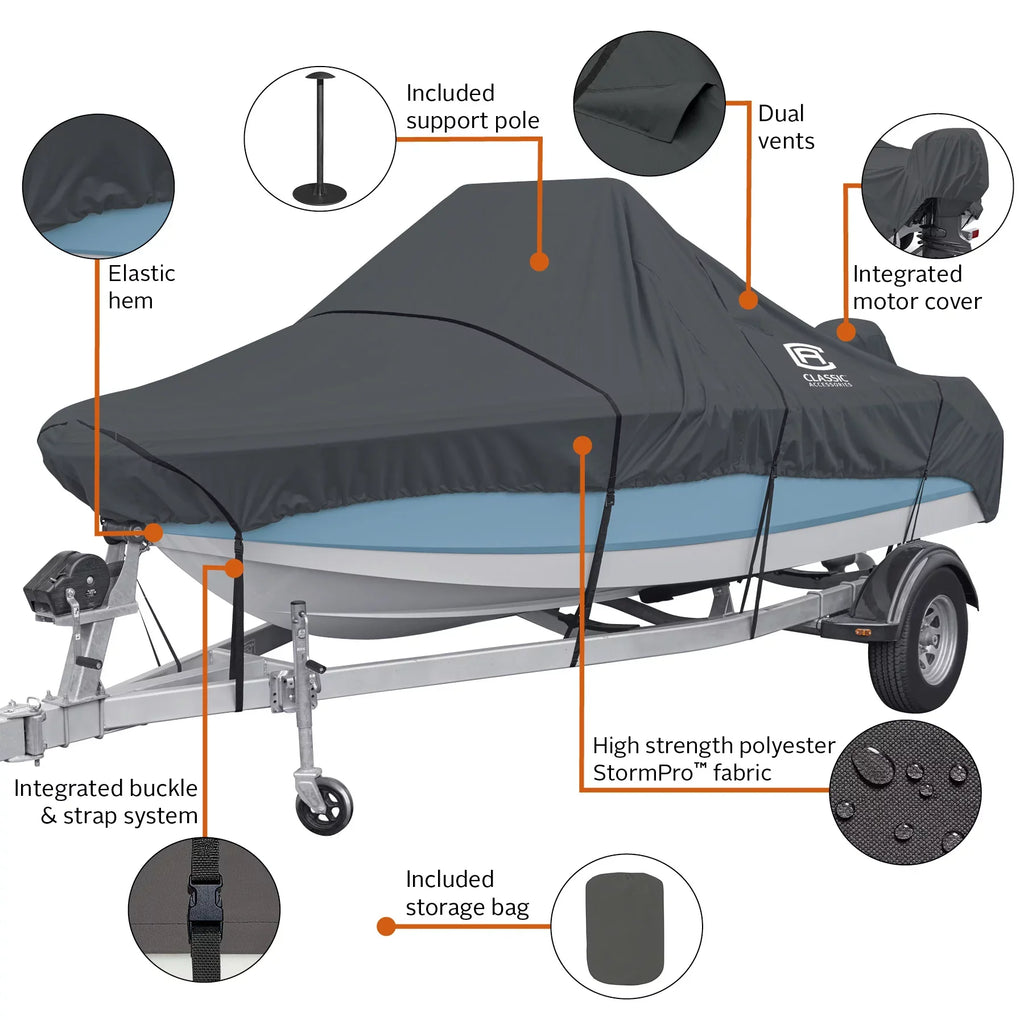 Classic Accessories StormPro Heavy-Duty Center Console ship shield, Fits boats 16 - 18.5 ft long x 98 in wide