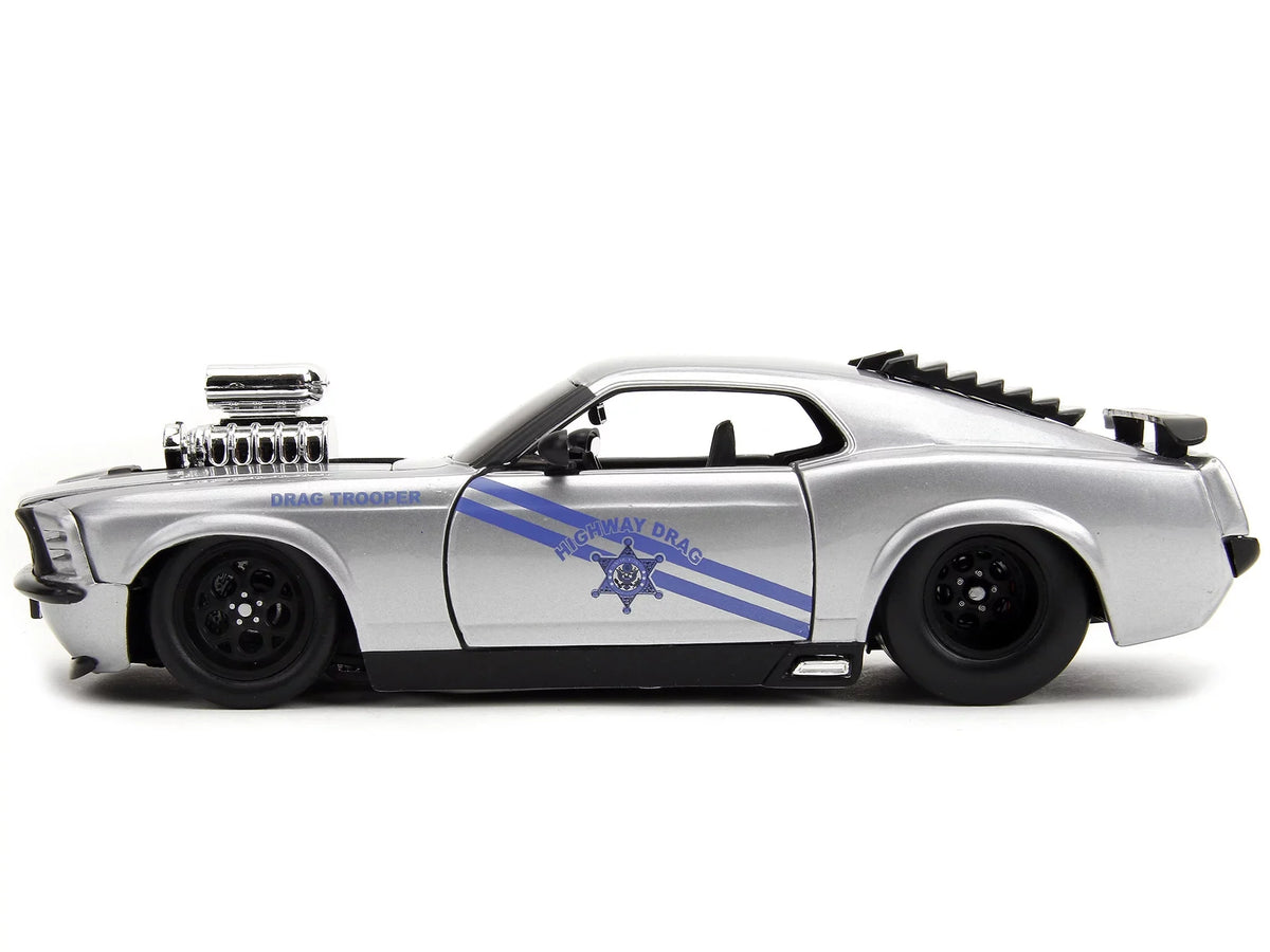1970  Mustang Boss 429 Silver Metallic Highway Drag - Drag Trooper Bigtime Muscle Series 1/24 Diecast Model Car by Jada