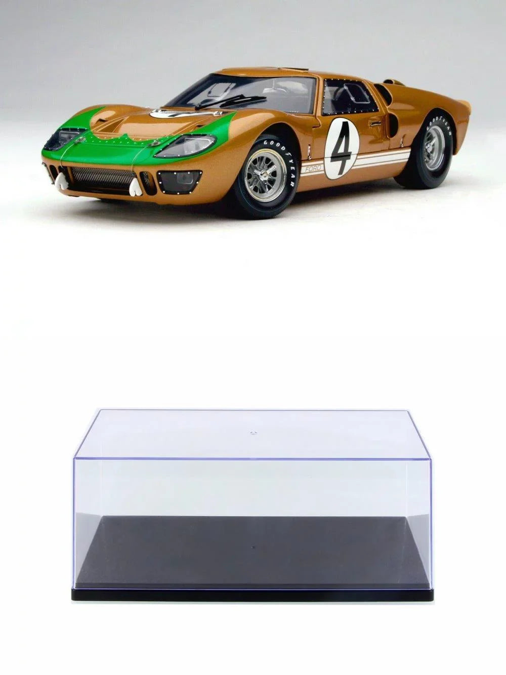Diecast Car w/Display Case - 1966  GT-40 MK II Le Mans #4, Gold - Shelby Collectibles SC414G - 1/18 scale Diecast Car