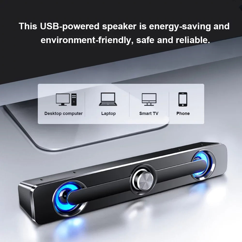 OWSOO V-111 Computer Speaker USB Wired Powerful Bar Stereo Subwoofer Bass Speaker Surround Sound Box for PC Laptop Phone Tablet MP3 MP4