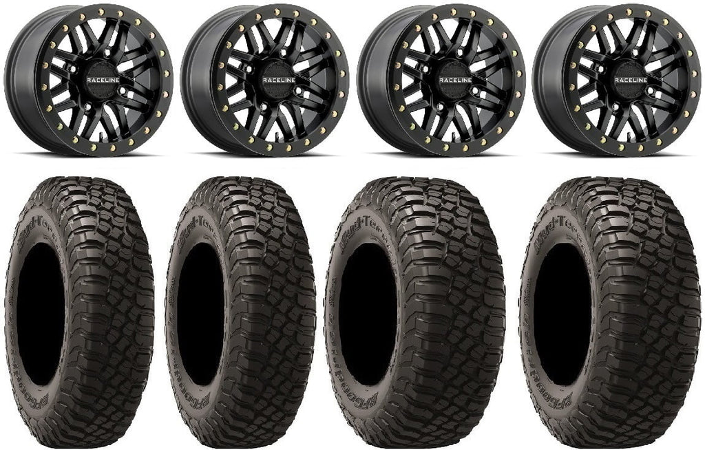 Raceline Ryno Bdlk 14" Bk Wheels 27" BFG KM3 Tires Can-Am Commander Maverick Renegade Outlander Defender