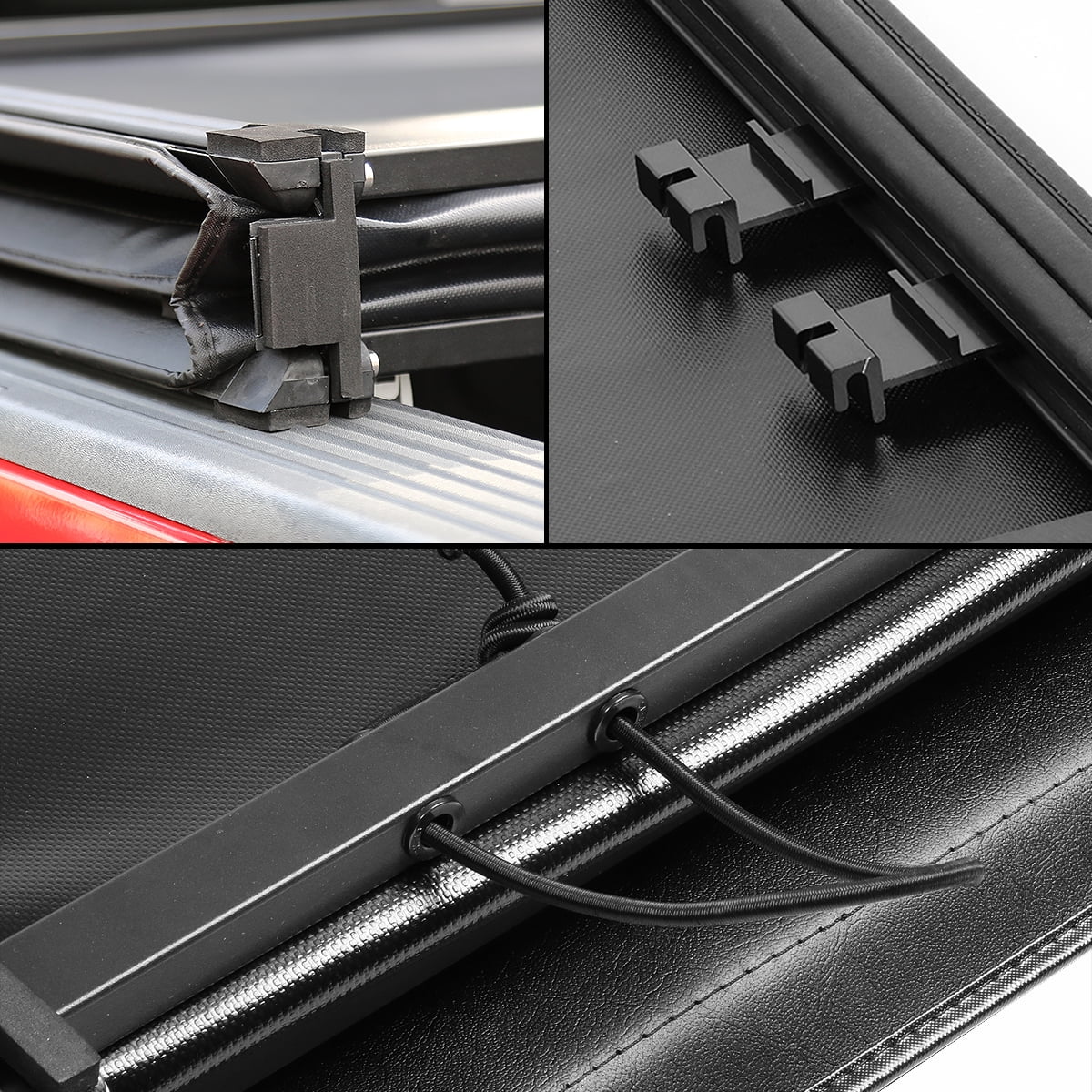DNA Motoring TTC-TRISOFT-018 For 2009 to 2021 Ram Truck 1500 5.7' Bed Fleetside Tri -Fold Adjustable Soft Top Trunk Tonneau wrap
