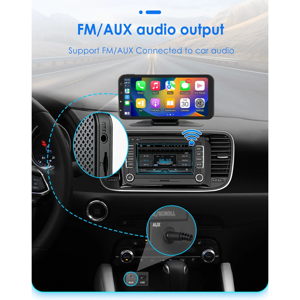 Hizpo GPS Navigation Bluetooth 6.25 Inch Touchscreen 360° Adjustable FM Car Radio Stereo Head Unit Receiver With  Carplay Android Auto And Backup Camera
