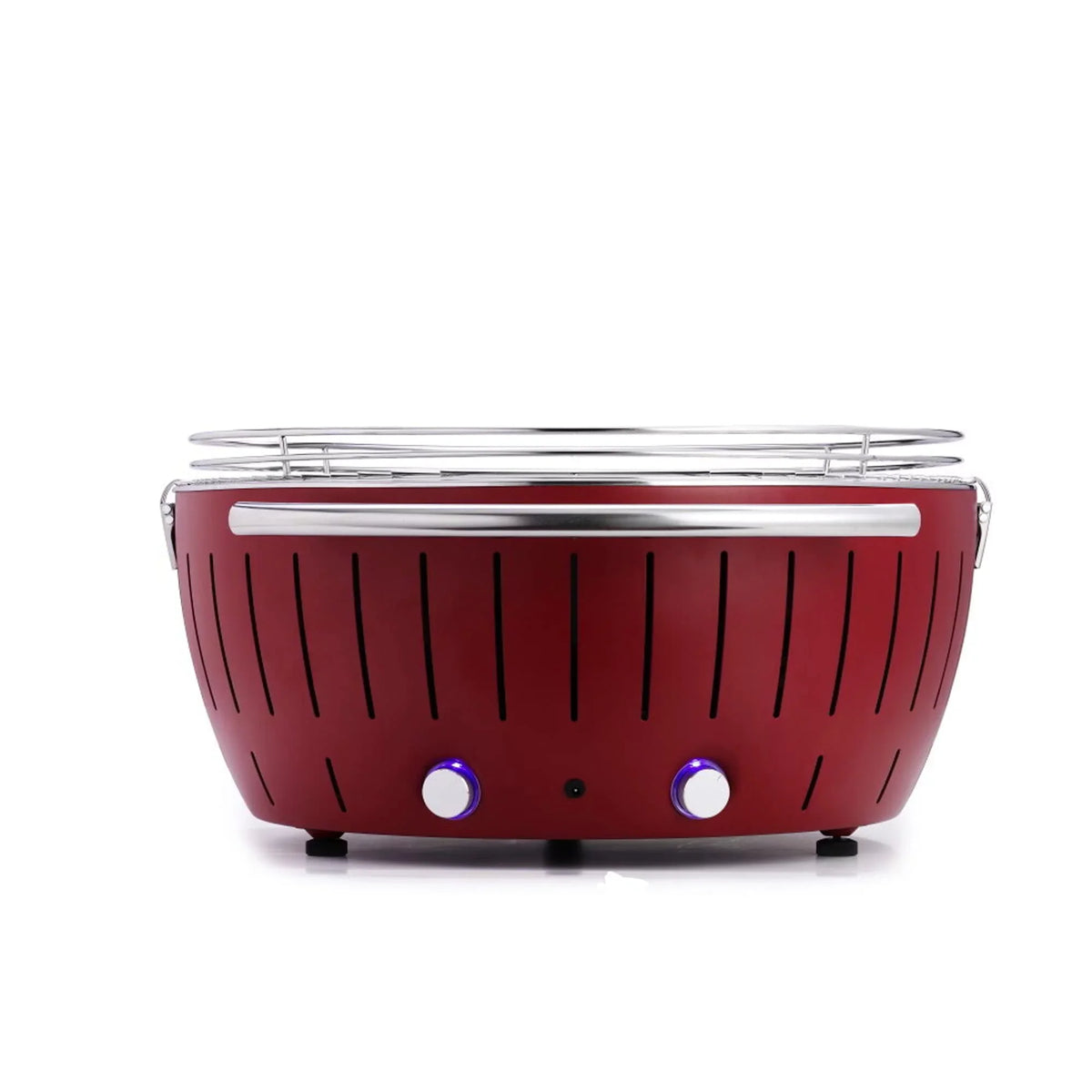LotusGrill Smokeless Barbecue for Outdoor Dining with Glass Lid shield and Stand - Red