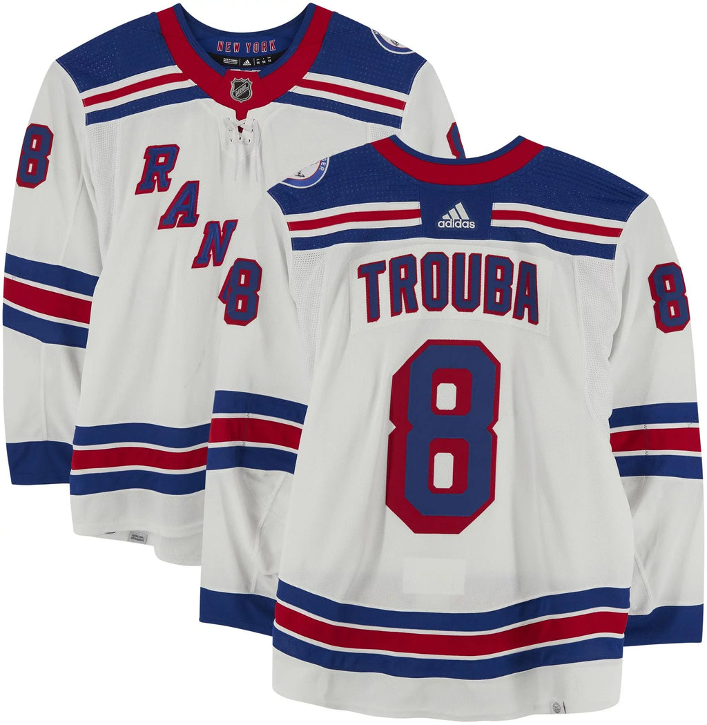 Carolina Hurricanes on May 18, 20, 26 and 30, 2022 - Size 56 - Fanatics. Jacob Trouba New York Rangers Game-Used #8 White Jersey Worn During the Second Round of the 2022 Stanley Cup Playoffs vs