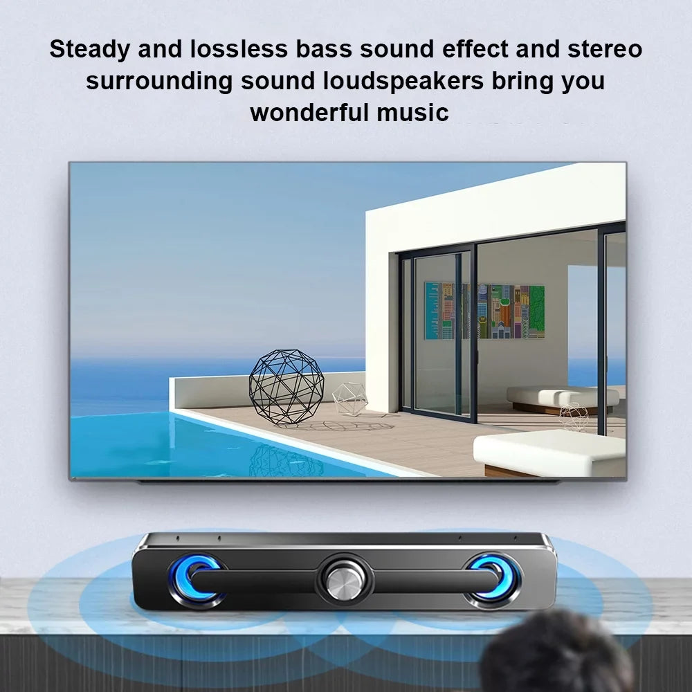 OWSOO V-111 Computer Speaker USB Wired Powerful Bar Stereo Subwoofer Bass Speaker Surround Sound Box for PC Laptop Phone Tablet MP3 MP4