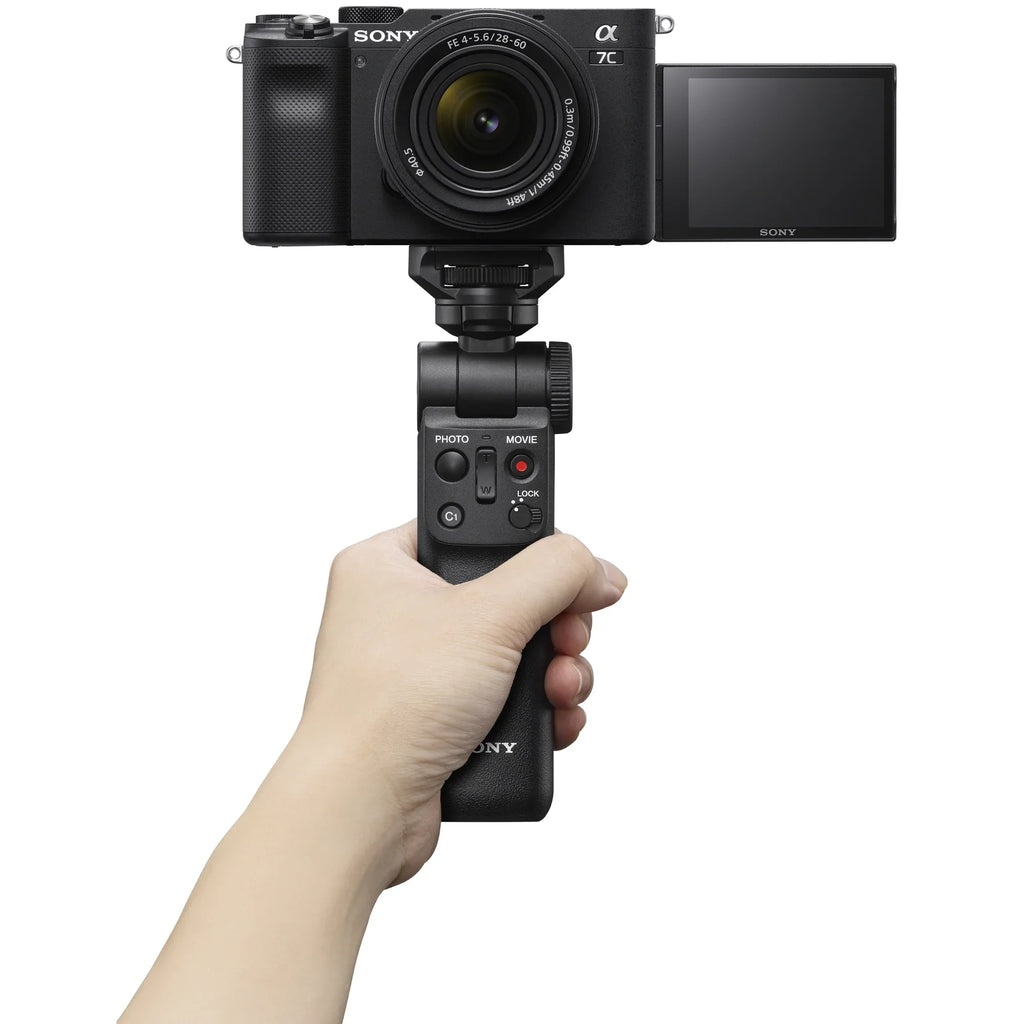 Wireless Remote + 2x Battery + Deco Gear Bag & Accessories.  a7C Mirrorless Full Frame Camera Body with 28-60mm F4-5.6 Lens Black ILCE7CL/B Bundle + Vlogger Kit ACCVC1: GP-VPT2BT Shooting Grip w