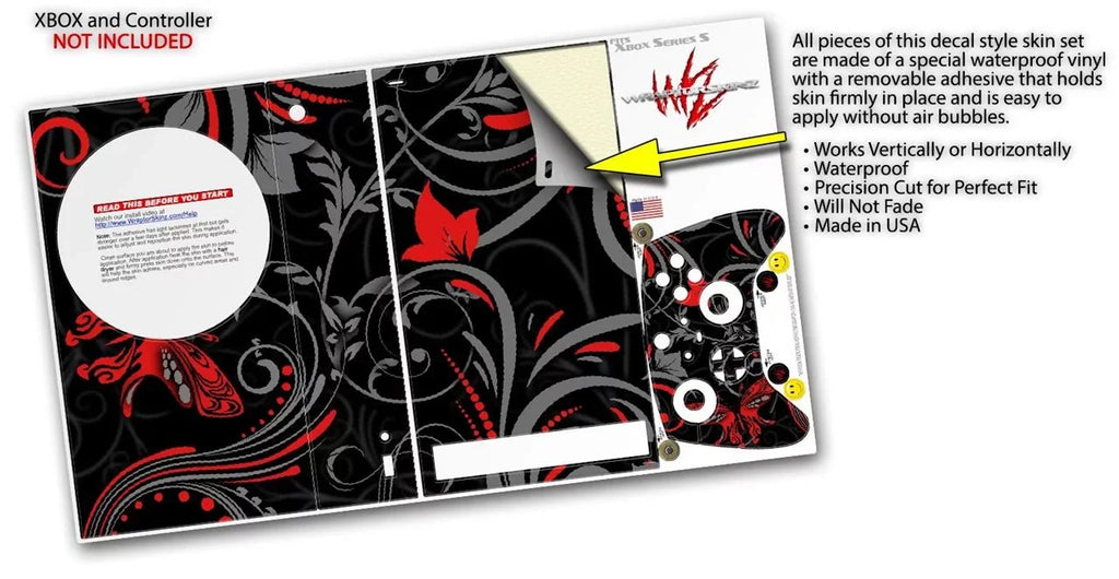 WraptorSkinz Skin Wrap suitable with the 2020 XBOX Series S Console and Controller Twisted Garden Gray and Red (XBOX NOT INCLUDED)