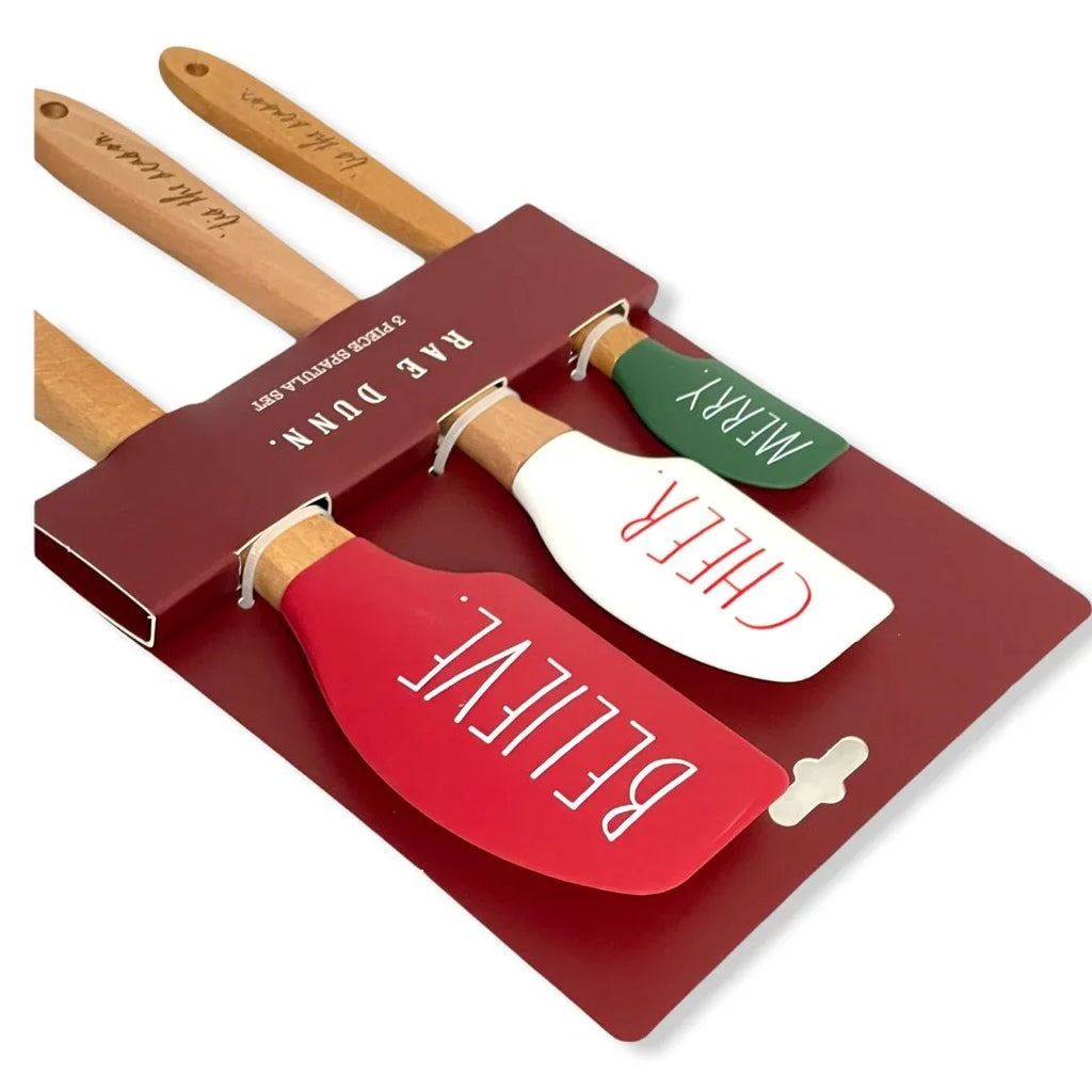 Spatula Set  LL Letter with Hard Wood Handles. Rae Dunn Silicone Spatula 3 Pc
