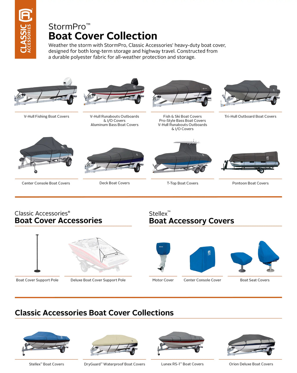 Classic Accessories StormPro Heavy-Duty Center Console ship shield, Fits boats 16 - 18.5 ft long x 98 in wide