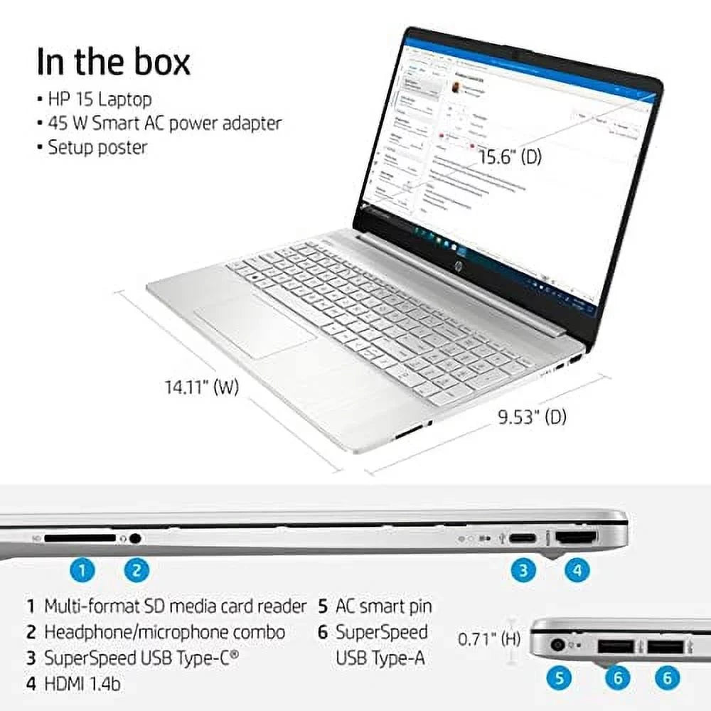 2021  15.6 Inch Full HD 1080P Business Laptop, 11th Gen  Quad-Core i5-1135G7, 8GB DDR4 RAM, 256GB PCIe SSD,  Iris Xe Graphics, USB-C, HDMI, Wi-Fi, Windows + TiTac Card, Silver