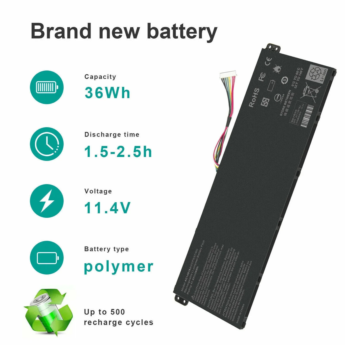 AC14B13J Laptop Battery for  Chromebook CB3-531 CB5-571 CB3-111 C810 C910