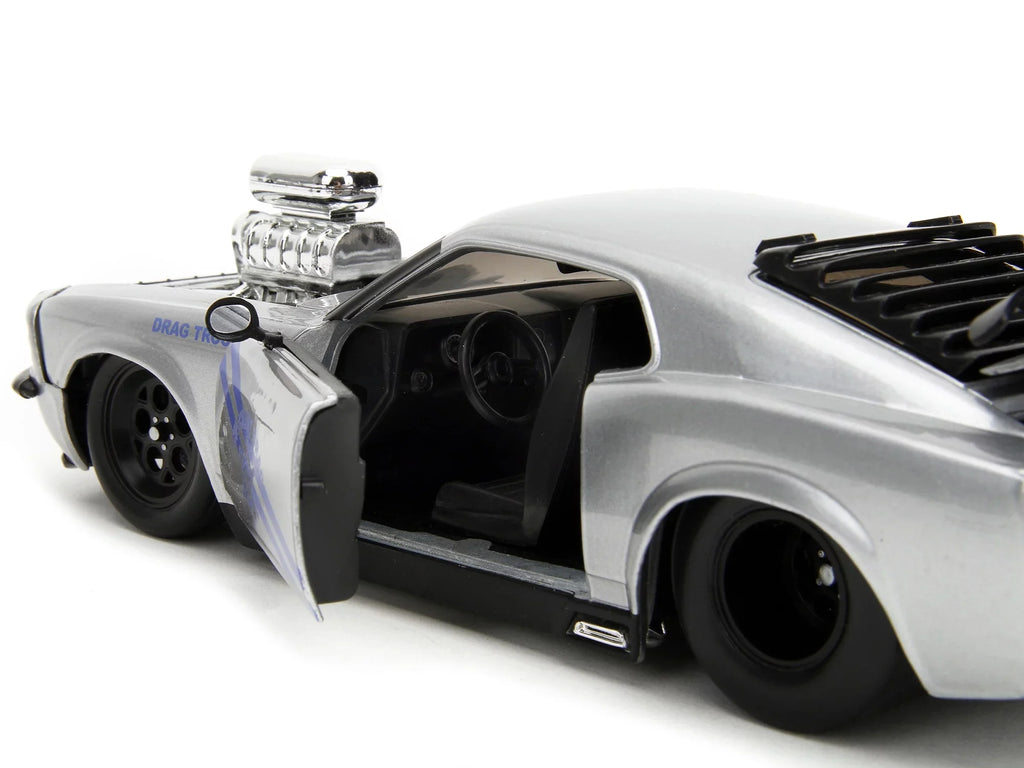 1970  Mustang Boss 429 Silver Metallic Highway Drag - Drag Trooper Bigtime Muscle Series 1/24 Diecast Model Car by Jada