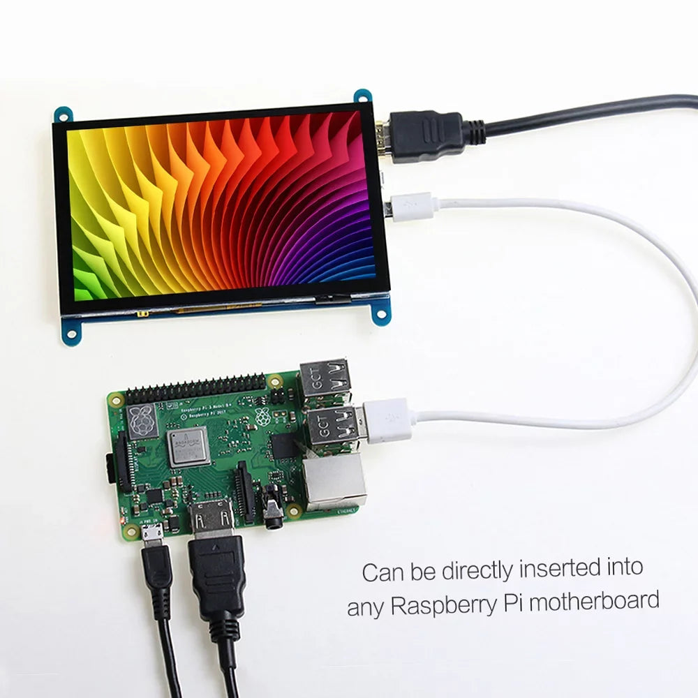 Aibecy 5 InchCapacitive Touchscreen Display 800*480 Resolution Small Portablewith USBInterface appropriate with Raspberry Pi Educational Tool