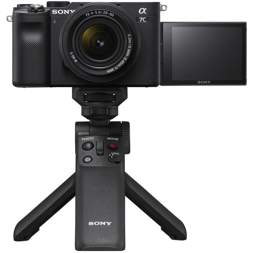Wireless Remote + 2x Battery + Deco Gear Bag & Accessories.  a7C Mirrorless Full Frame Camera Body with 28-60mm F4-5.6 Lens Black ILCE7CL/B Bundle + Vlogger Kit ACCVC1: GP-VPT2BT Shooting Grip w