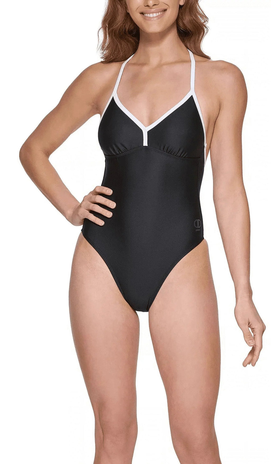 DKNY BLACK T-Back One-Piece Swimsuit, US X-Large