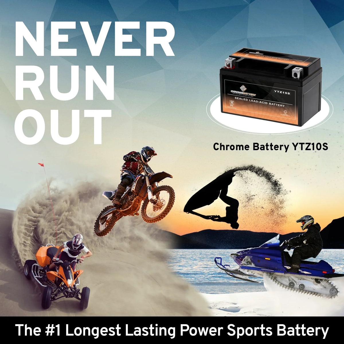 Chrome Battery YTZ10S-BS (YTZ10S 12 Volt,8.6 Ah, 190 CCA) Motorcycle Battery for Suzuki Gsx-r1000, Z, Al8 1000 Cc Years (2017 - 2018)