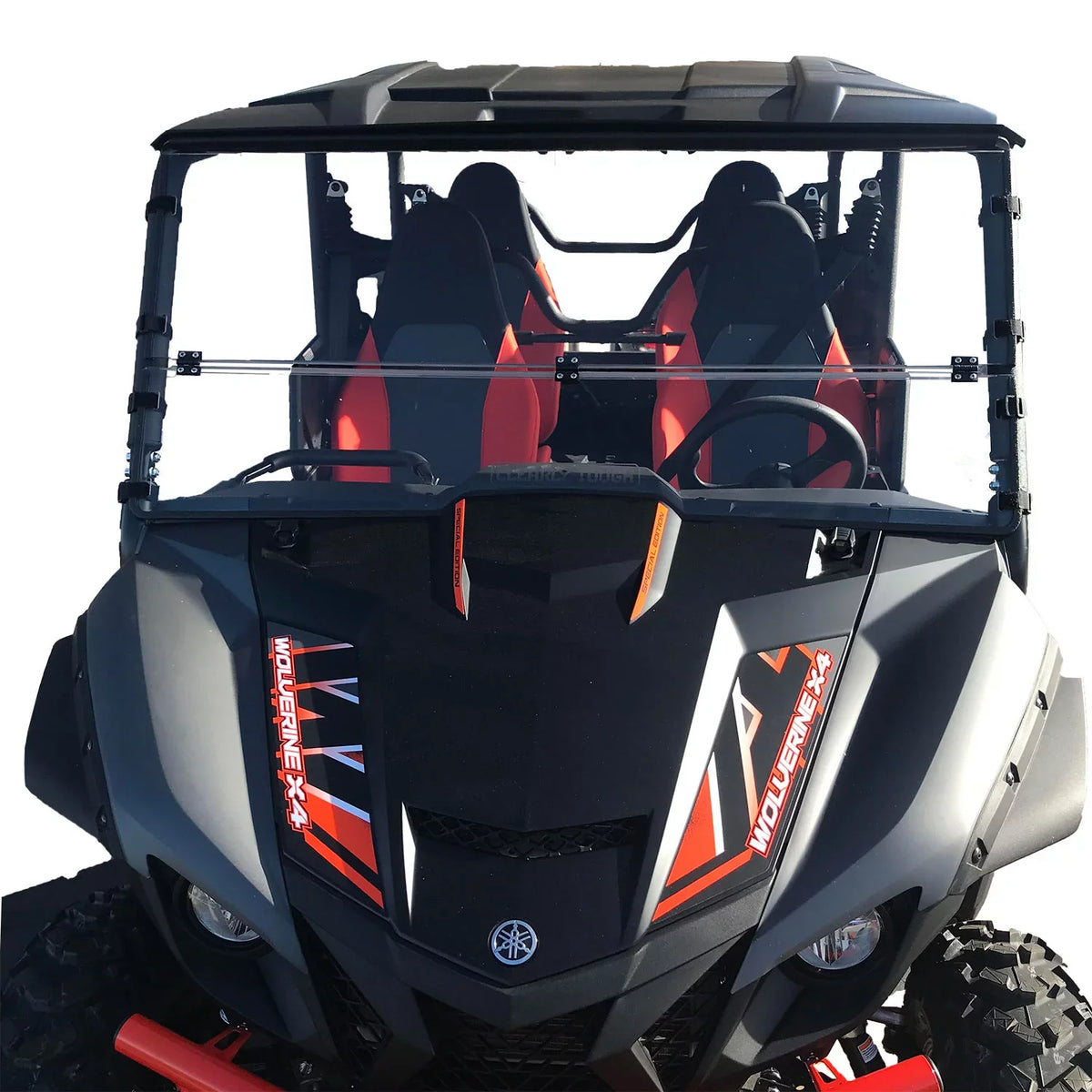 Made in America!. Clearly Tough Yamaha Wolverine X4 / X2 Full Folding Windshield (2020 and older) - SCRATCH immune- Extreme Versatility! Premium polycarbonate w/Hard Coat