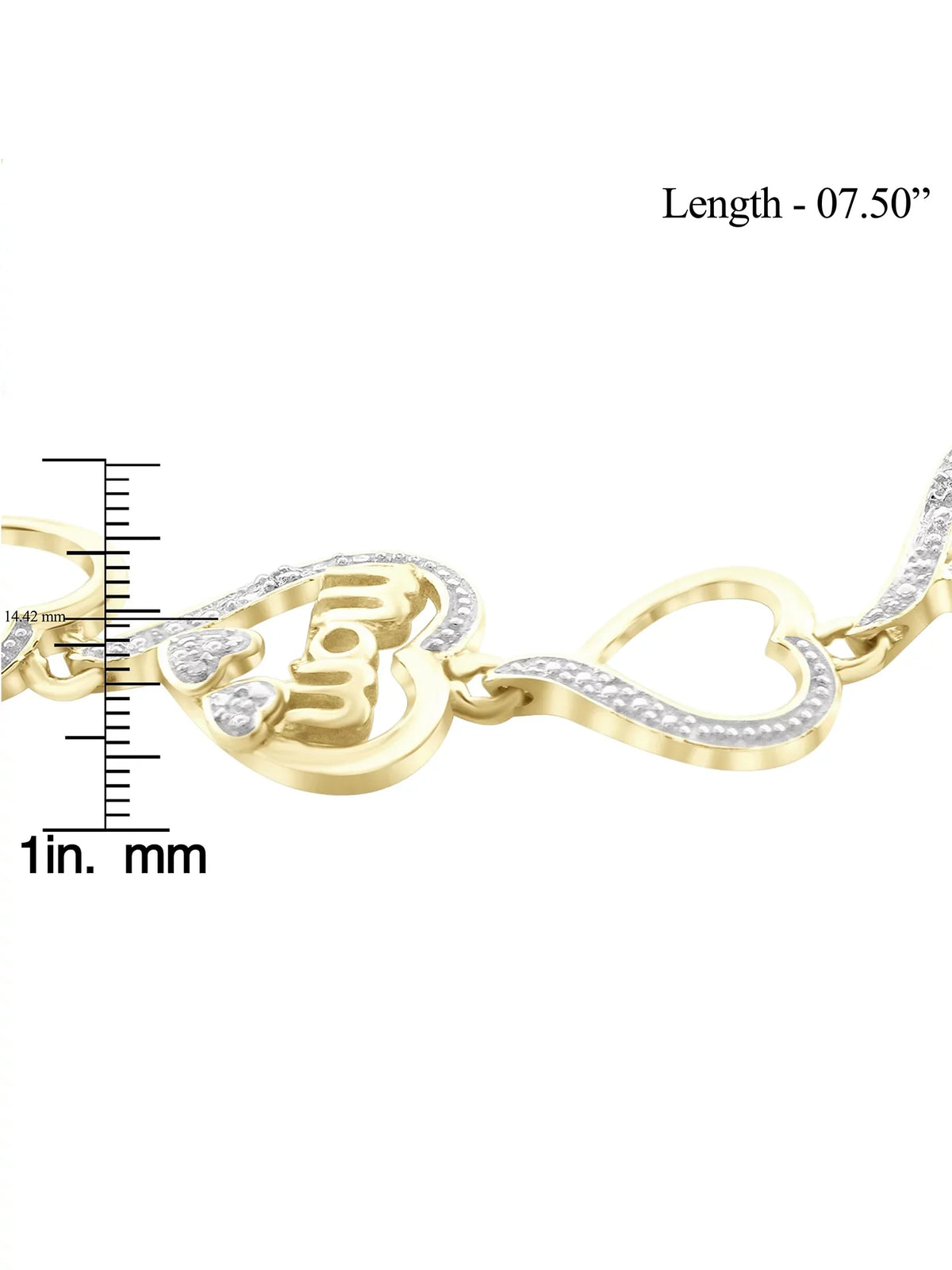 White Diamond Accent 14k Gold Over Silver Mom Heart Bracelet