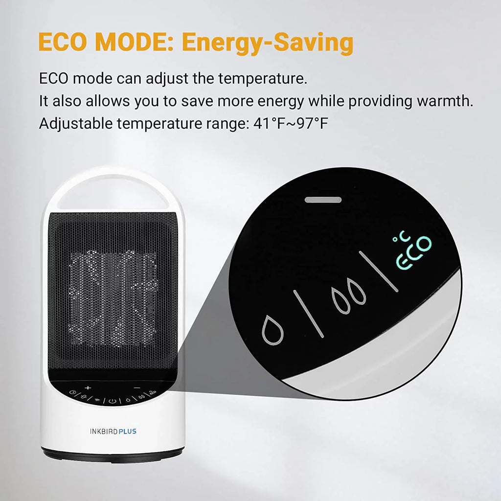 INKBIRDPLUS 1500W Portable WiFi Space Heater with 24 Hours Timer, 3 Modes, Overheating &Tip-over Protection Support Alexa, for Bedroom, Office and Indoor Use