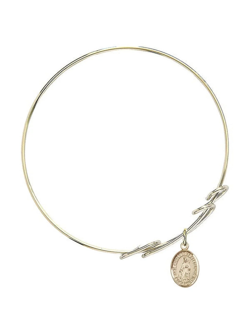 Catherine of Alexandria in Gold-Filled. 8 inch Round Double Loop Bangle Bracelet w/ St