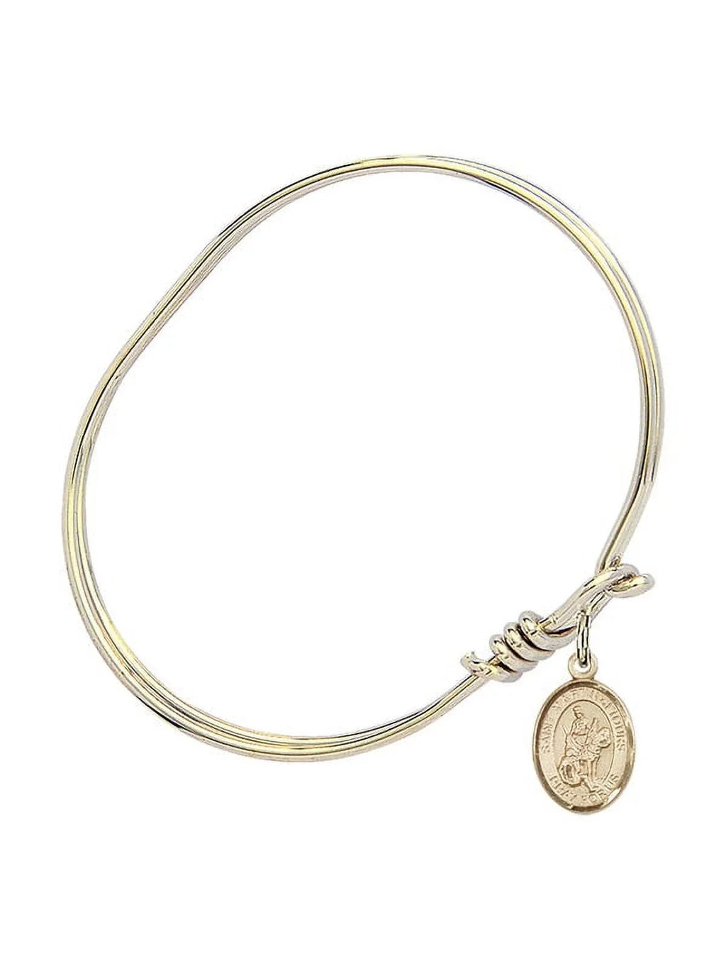 Martin of Tours in Gold-Filled. 5 3/4 inch Oval Eye Hook Bangle Bracelet w/ St