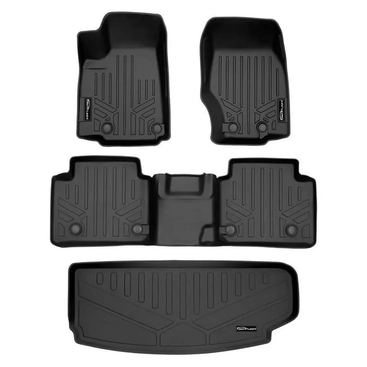 Smartliner SA0568-B0568-E0568 All climate Custom Fit Black 2 Row & Cargo Liner Behind the 3rd Row Floor Mat Liner Set for 2021-2023 Jeep Grand Cherokee L, Black