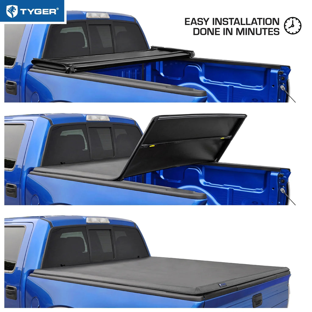 Tyger Auto T3 Soft Tri-fold Truck Bed Tonneau protector appropriate with 2015-2023 Chevy Colorado / GMC Canyon | 5'2" Bed | TG-BC3C1039 | Vinyl