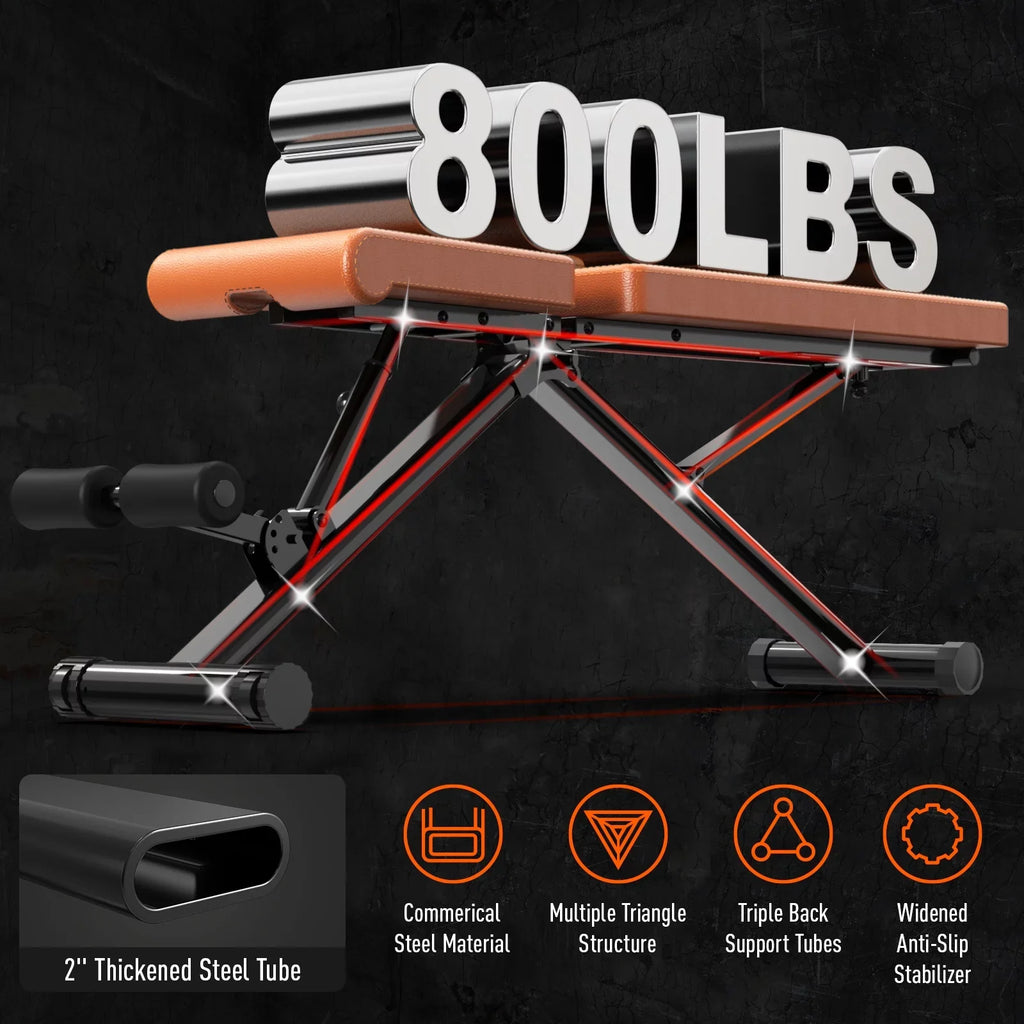 POOBOO Weight Bench Workout Indoor Folding incline bench Incline Adjustable and Thickened 5 Layer Structure gym bench for Home Training 800 lbs Capacity