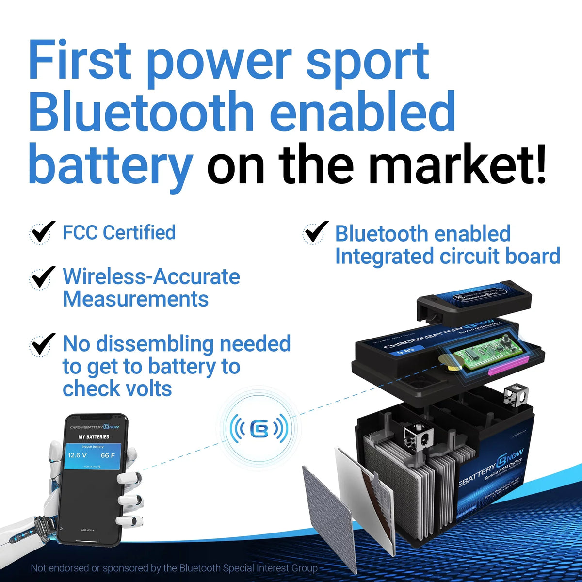 Chrome Battery Now Ytx20hl-bs (20hl-bs 12 Volt,18 Ah, 270 Cca) Intelligent Wireless Smartphone Connectivity AGM Battery for Personal Watercraft - Brp (sea-doo) 900 Gti 90 Years (2018 - 2020)