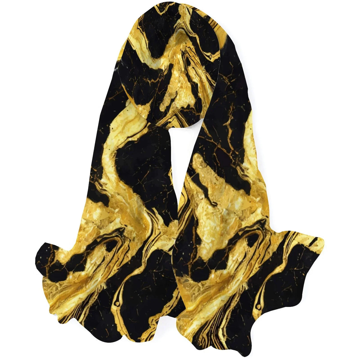 FREEAMG Golden Marble Silk Long Scarf for Women Large Oblong Sunscreen Shawls Wraps Neck Headscarf Hair Wraps Gift Packed