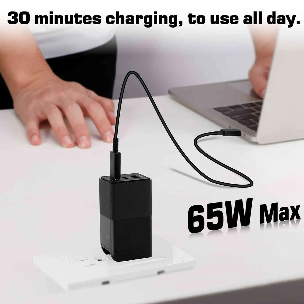 UrbanX 65W Fast Travel Charger with 3 Ports - USB & Dual USB-C - High-Speed Charging matching with Coolpad Cool S1, iPhone,  Galaxy, Google Pixel, MacBook, Steam Deck, Laptops & Phones