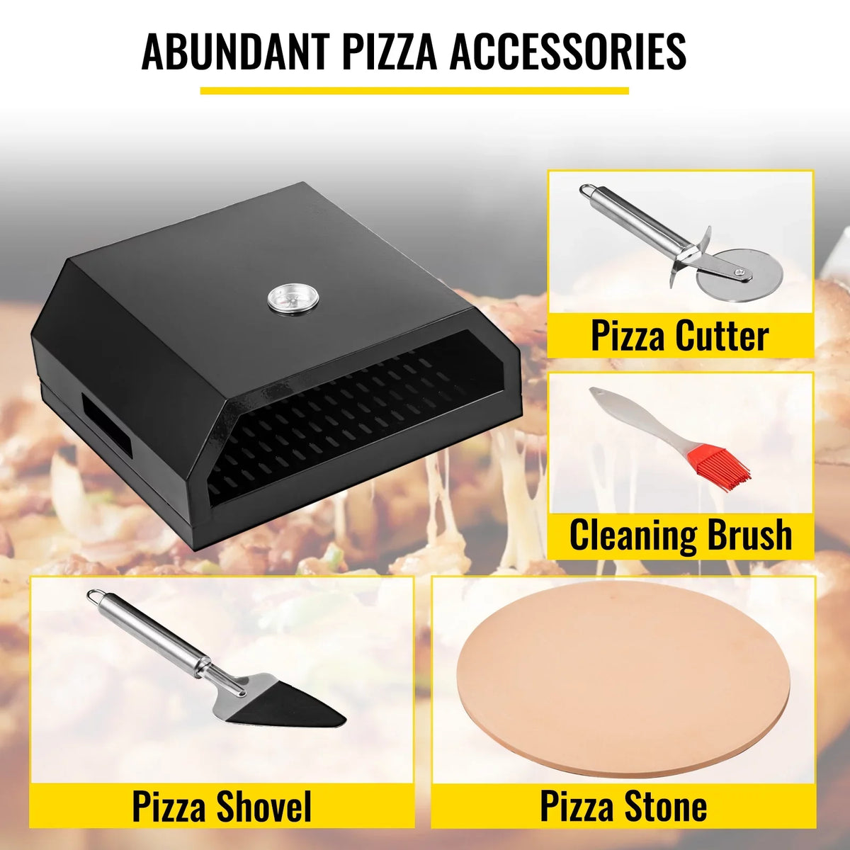 SKYSHALO Outdoor Pizza Oven, Stainless Steel Camp Pizza Oven, Pizza Oven Kit with Set of Professional Pizza Baking Tools Including 12" Cordierite Pizza Stone, Pizza Shovel, Pizza Cutter, Thermometer