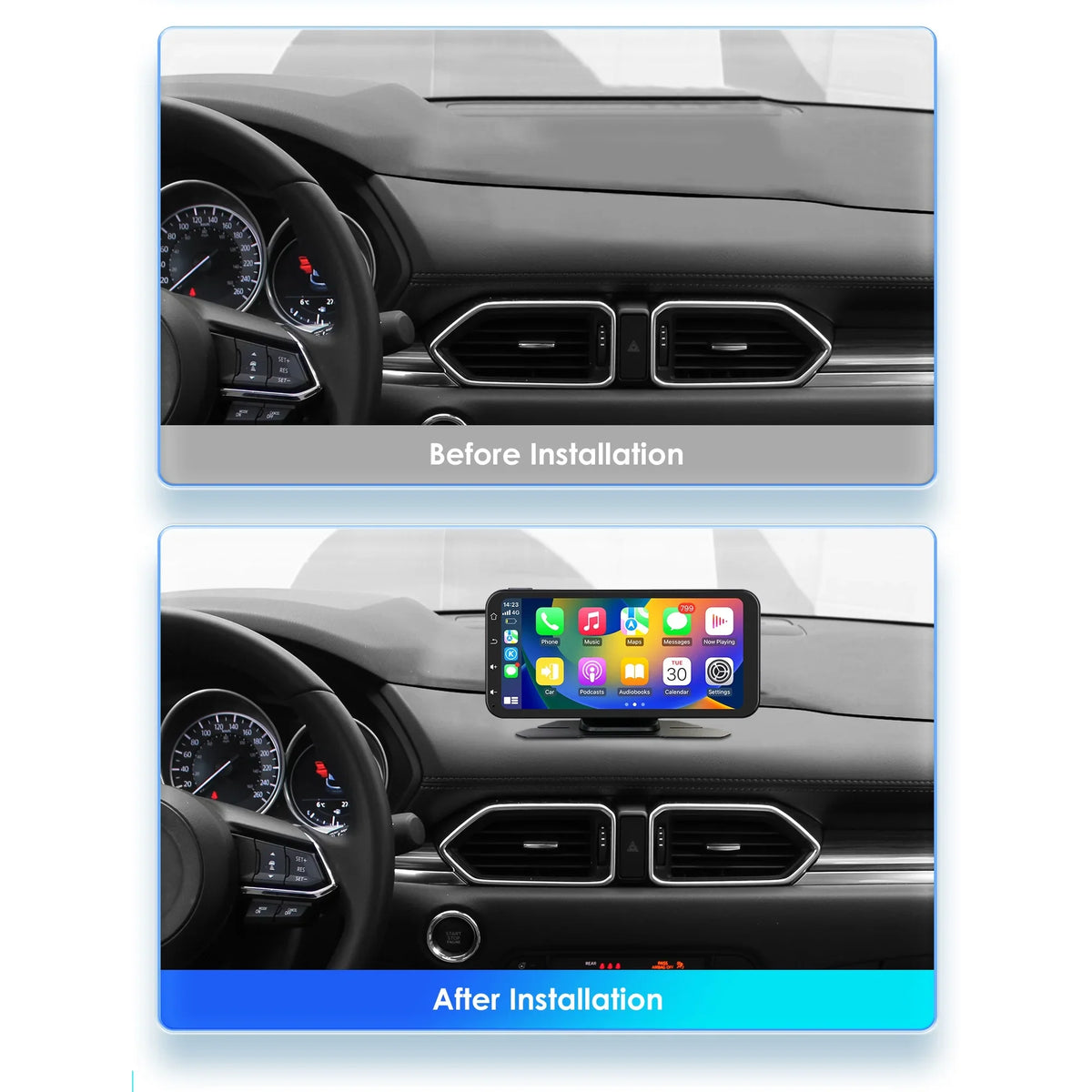 Hizpo GPS Navigation Bluetooth 6.25 Inch Touchscreen 360° Adjustable FM Car Radio Stereo Head Unit Receiver With  Carplay Android Auto And Backup Camera