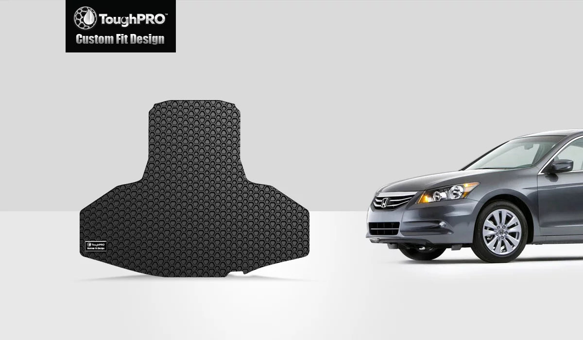 ToughPRO - Trunk Mat suitable with HONDA Accord - All atmospheric conditions Heavy Duty (Made in USA) - Black Rubber - 2008