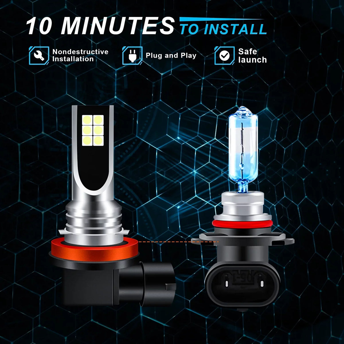 BMZONCC 9005 H11 LED Headlight H11 Fog Light Bulbs Combo for  4Runner 2010-2014 2015 2016 2017 2018 2019 2020