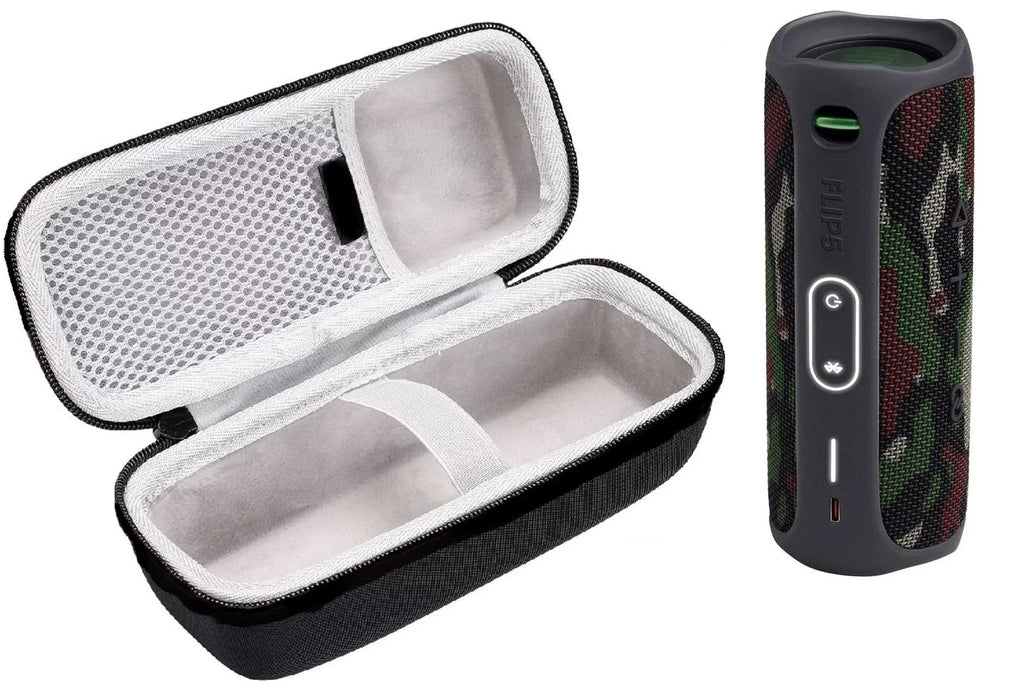 JBL Flip 5 Waterproof Portable Wireless Bluetooth Speaker Bundle with Hardshell Protective Carrying Case (Camo)