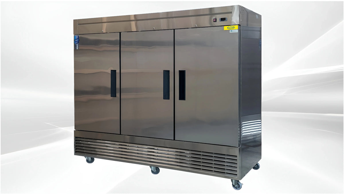 ft.. Commercial Upright Reach-In Three Door Refrigerator in Stainless Steel 64.8 Cu. 83 in