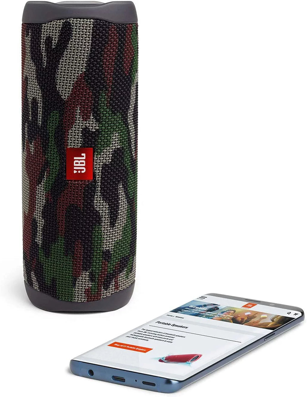 JBL Flip 5 Waterproof Portable Wireless Bluetooth Speaker Bundle with Hardshell Protective Carrying Case (Camo)