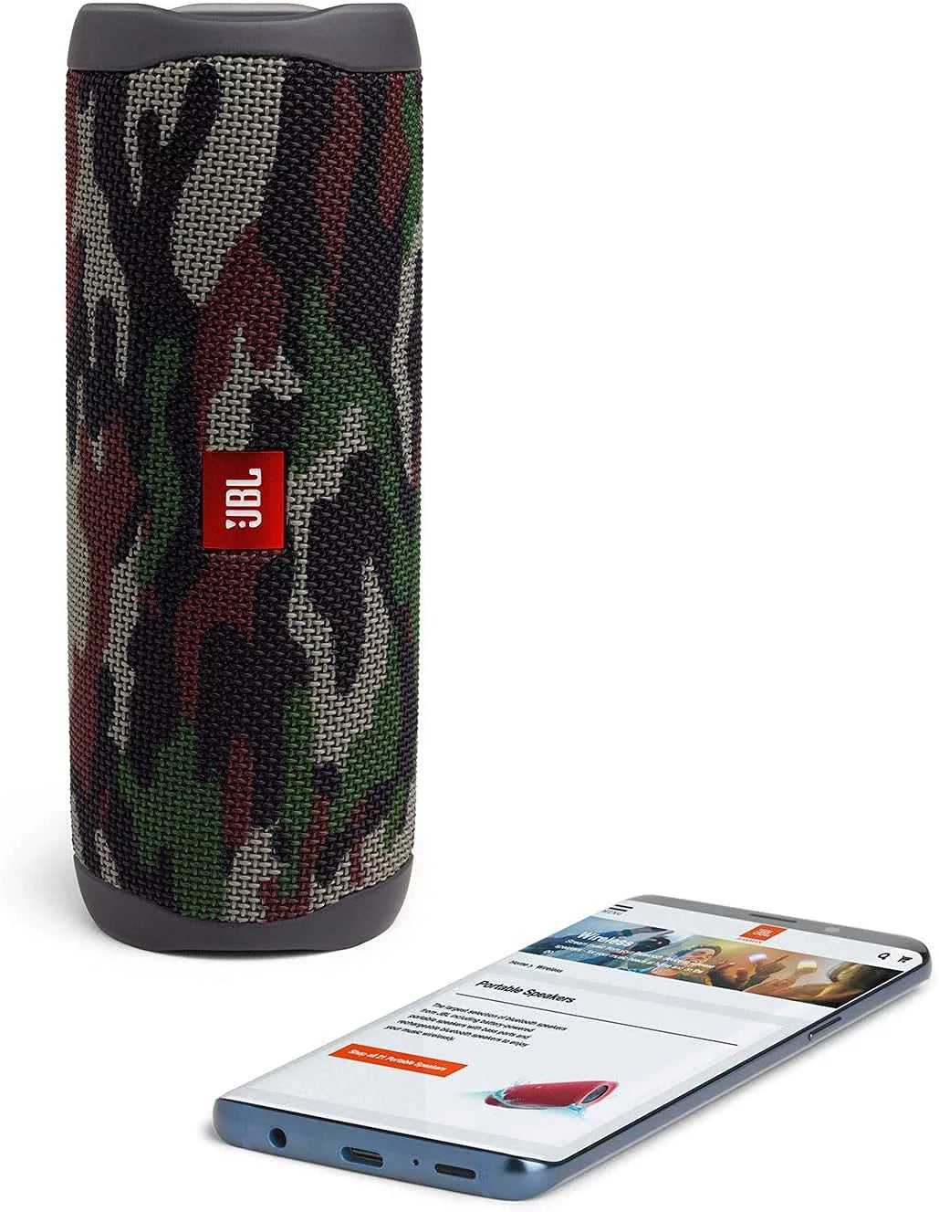 JBL Flip 5 Waterproof Portable Wireless Bluetooth Speaker Bundle with Hardshell Protective Carrying Case (Camo)