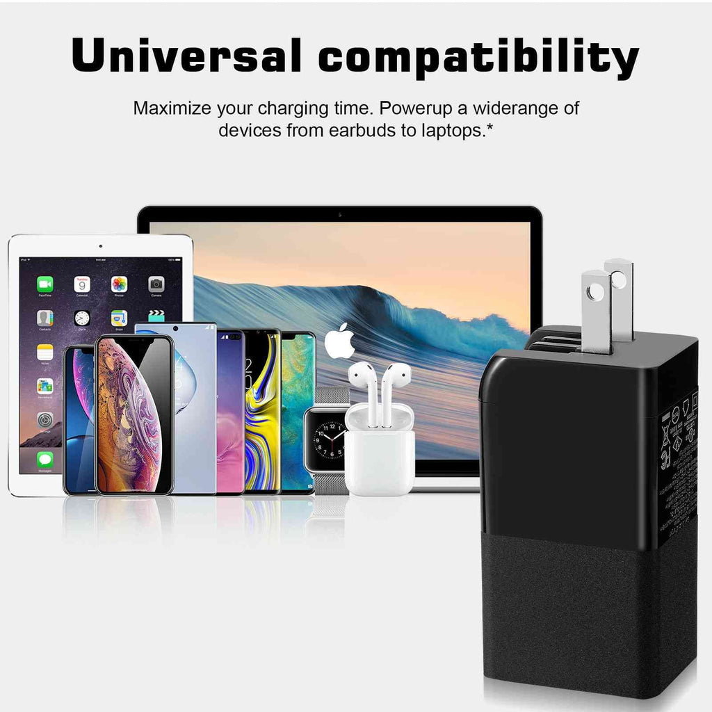 UrbanX 65W Fast Travel Charger with 3 Ports - USB & Dual USB-C - High-Speed Charging matching with Coolpad Cool S1, iPhone,  Galaxy, Google Pixel, MacBook, Steam Deck, Laptops & Phones