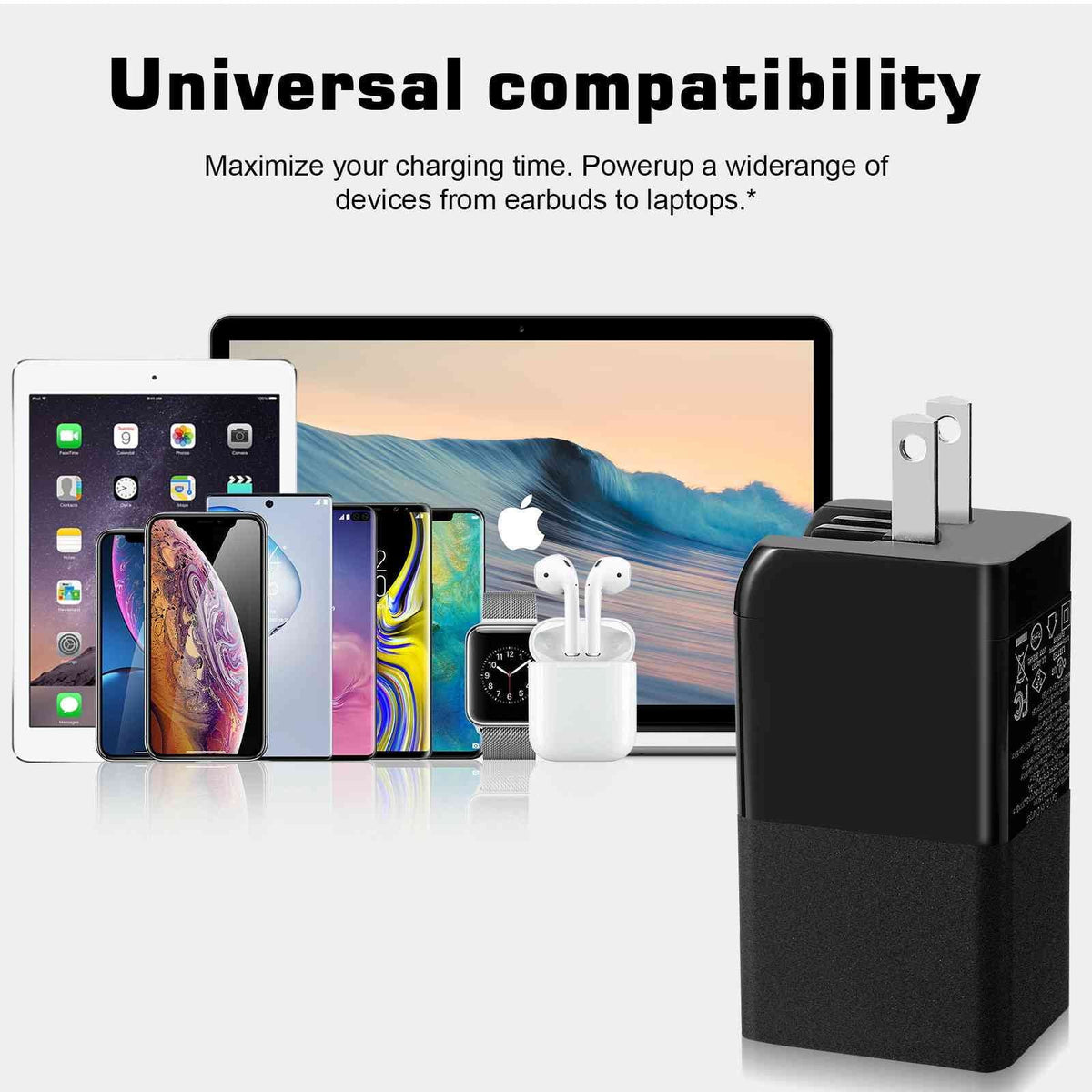 UrbanX 65W Fast Travel Charger with 3 Ports - USB & Dual USB-C - High-Speed Charging matching with Coolpad Cool S1, iPhone,  Galaxy, Google Pixel, MacBook, Steam Deck, Laptops & Phones