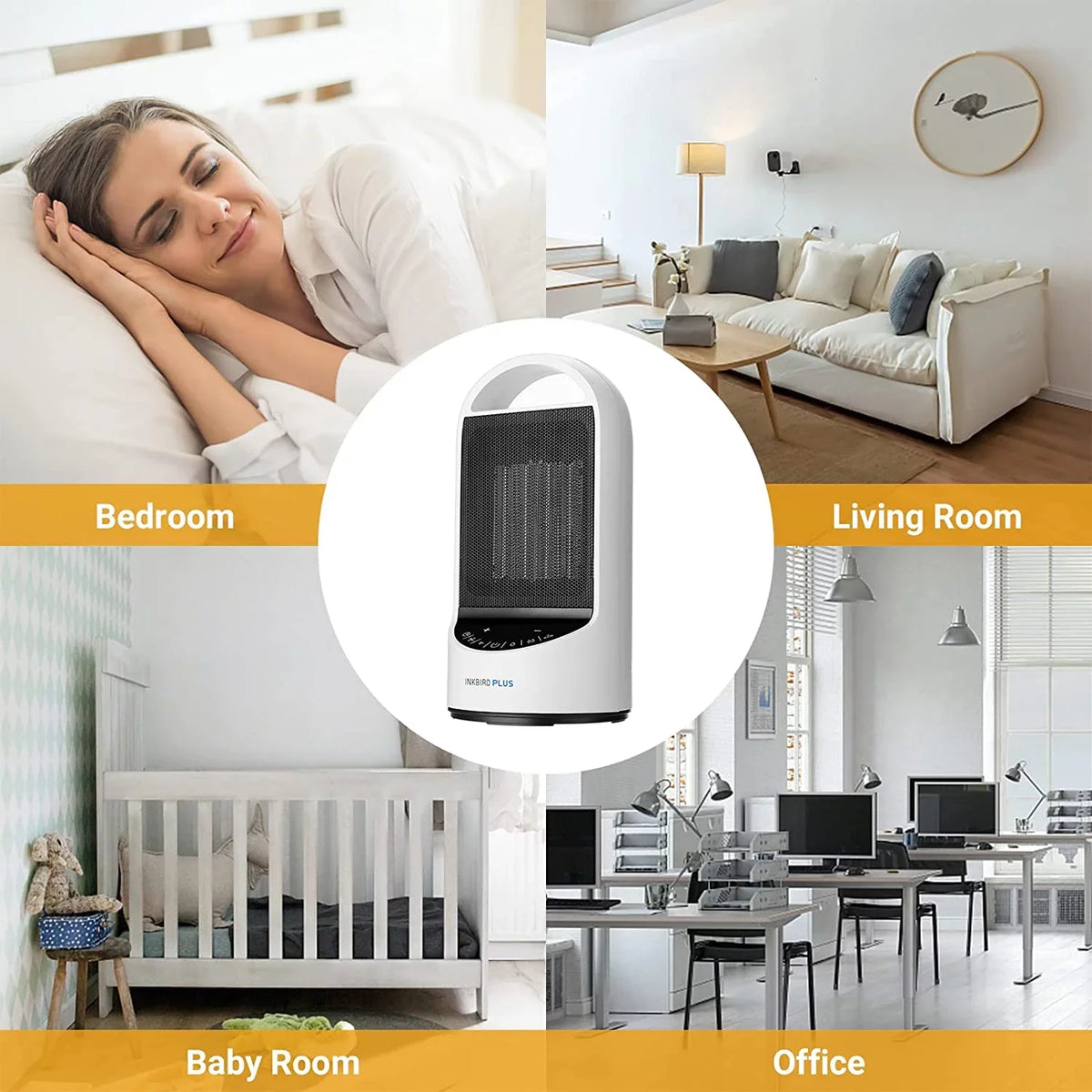 INKBIRDPLUS 1500W Portable WiFi Space Heater with 24 Hours Timer, 3 Modes, Overheating &Tip-over Protection Support Alexa, for Bedroom, Office and Indoor Use
